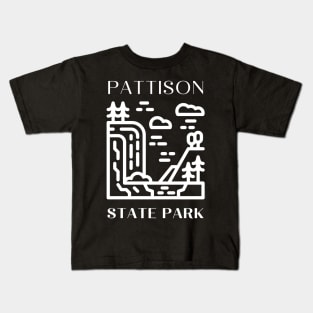 Pattison State Park Waterfall Landscape in the Forest Kids T-Shirt